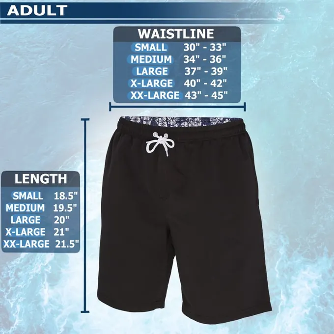 Men's size chart S to 2XL