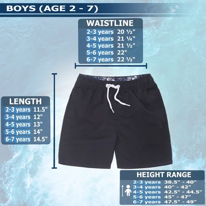 Boys size chart ages 2 to 7